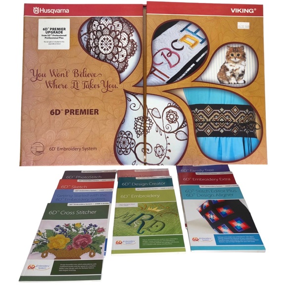 Husqvarna Viking 6D Premier Digitizing Embroidery System 10 Manuals Windows 7/8 - Picture 1 of 14